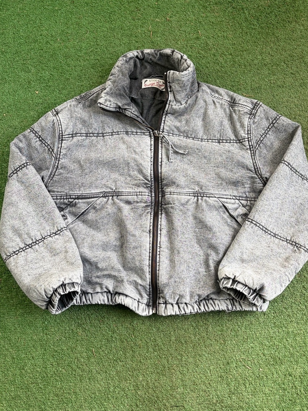 Gray Washed Puffer Jacket - Unbranded